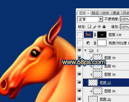 ‘Photoshop制作精致的金色马头‘