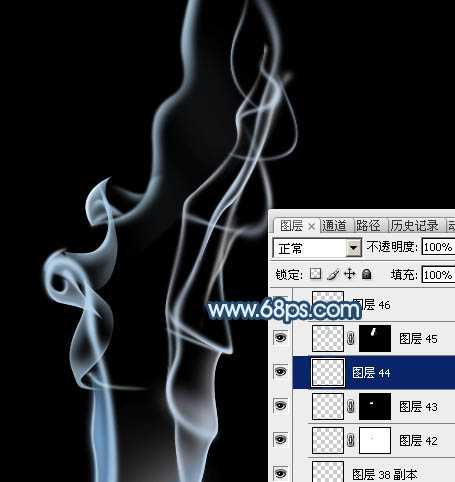 ‘Photoshop制作简单飘逸的青色烟雾‘