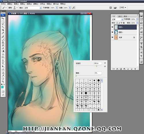 ‘photshop鼠绘超酷的带纹身的古典白发帅哥插画‘