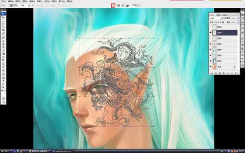 ‘photshop鼠绘超酷的带纹身的古典白发帅哥插画‘