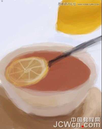 ‘Photoshop鼠绘水彩效果的柠檬茶‘