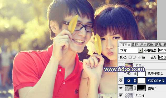 ‘Photoshop将外景情侣图片添加上灿烂的阳光色‘