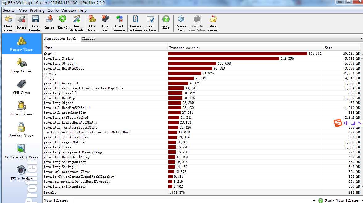 jprofiler+Linux+weblogic功能简介,配置及内存泄