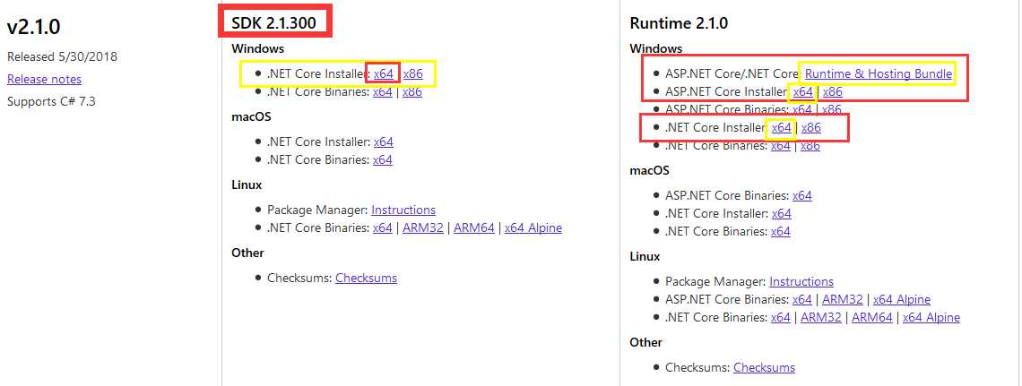 安装.net core runtimes