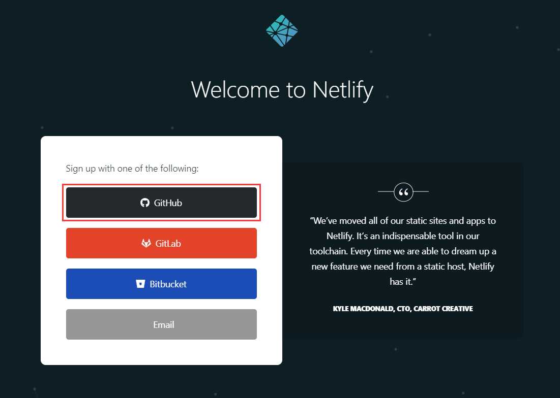 Netlify Sign up