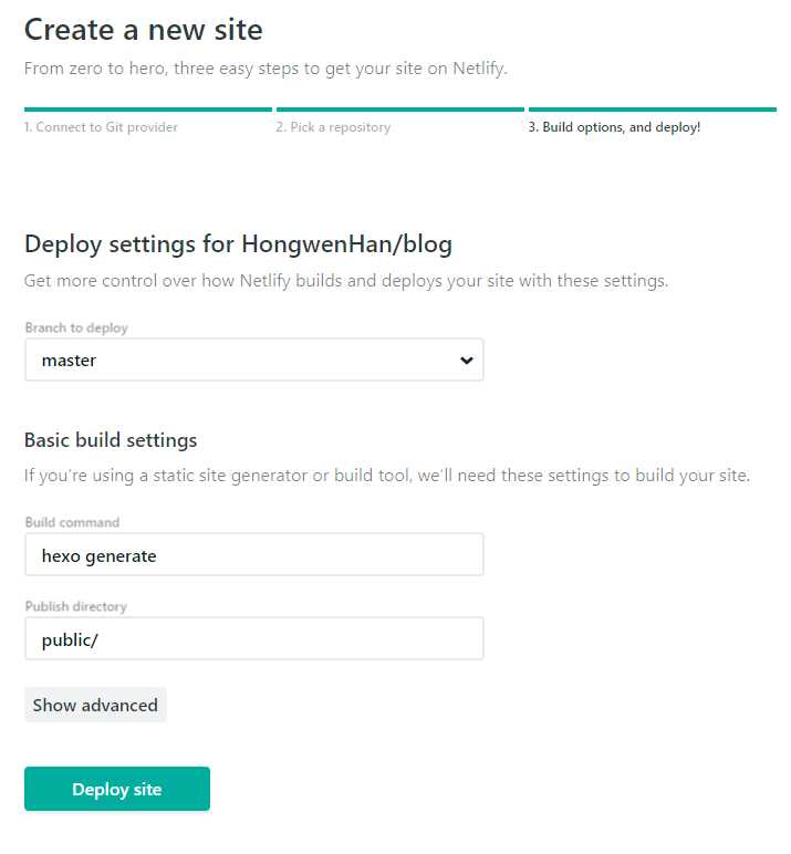 deploy site
