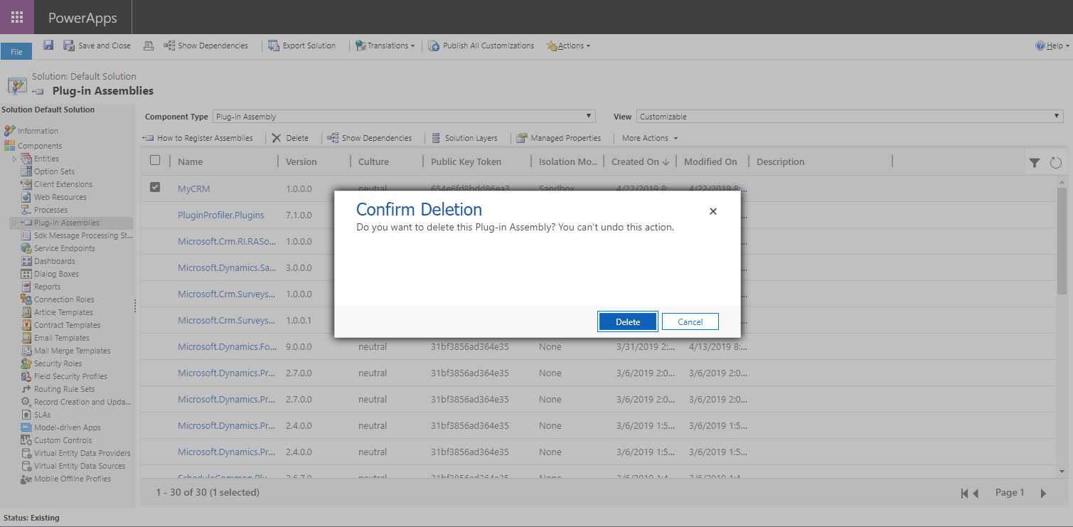 创建dynamics CRM plugin
