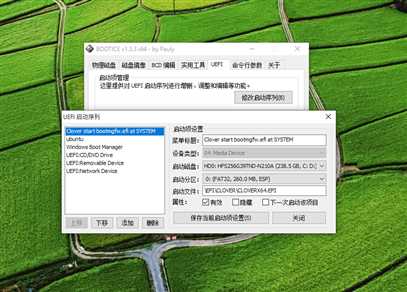 BOOTICE　配置　UEFI　启动序列