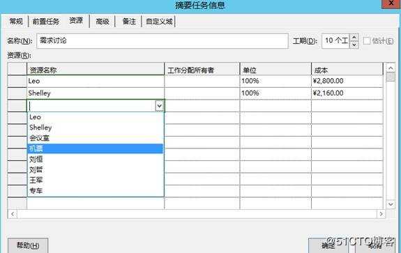 Project：成本资源的使用方式