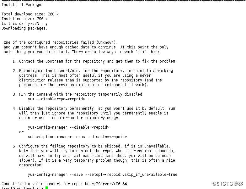 centos7.6 用yum安装软件提示错误：Cannot find a valid baseurl
