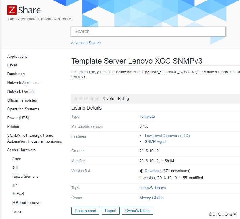 ZABBIX  SNMP V3监控联想服务器硬件状态