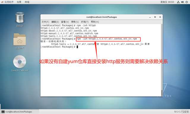 VMware14演示CentOS 7在无网络连接环境下自建yum源（仓库）解决依赖关系