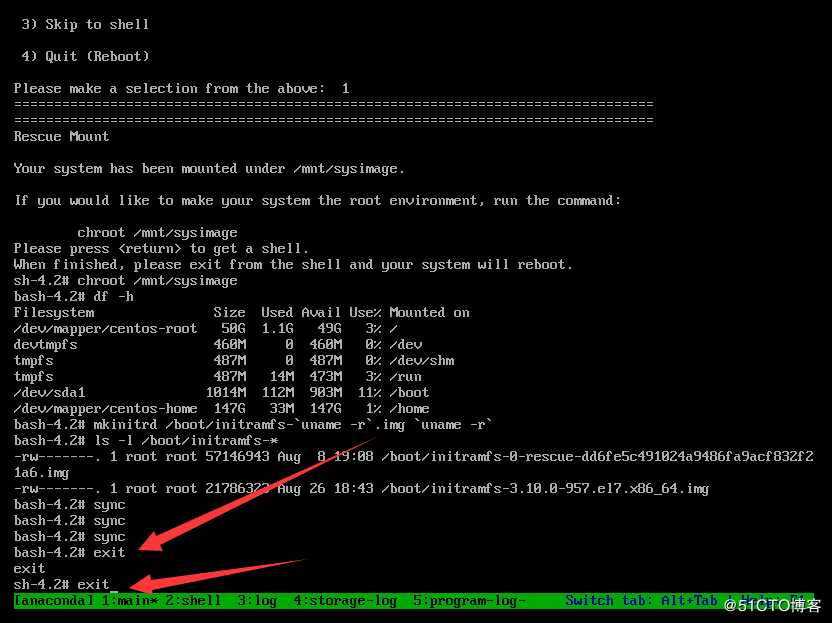 CentOS7删除/boot/initramfsxxx.img并尝试光盘救援模式修复