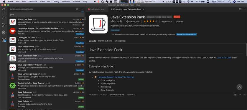 Java Extension Pack