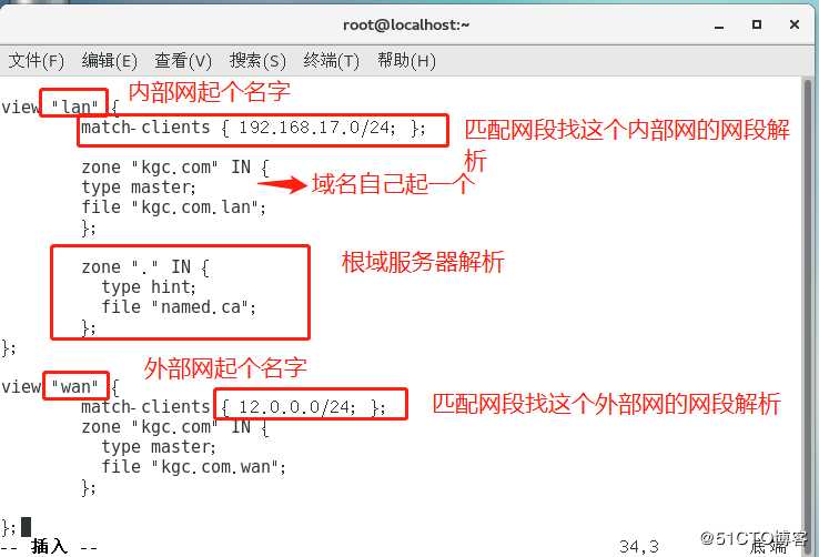 linux-Centos7   DNS分离解析（广域网和区域网同一个域名不同的地址）