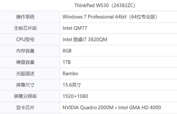thinkpad w530(24382zc)笔记本 虽然有些老.