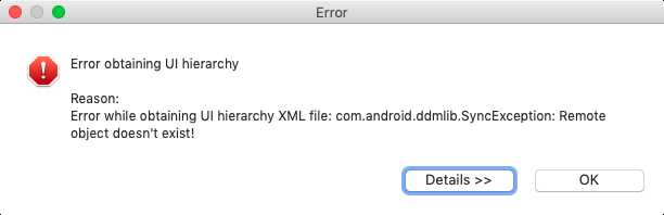 Error obtaining UI hierarchy