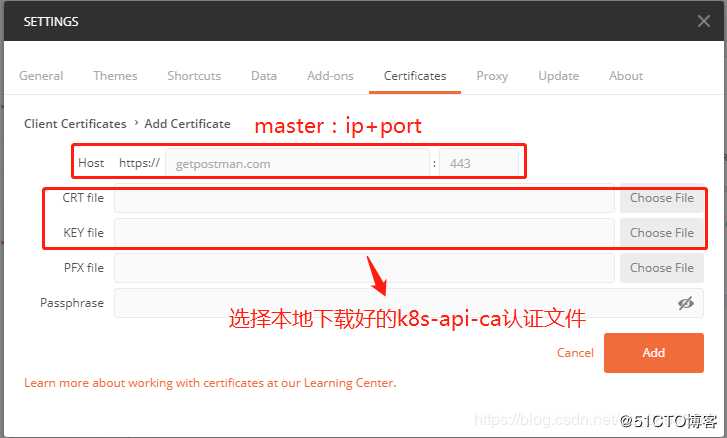 Postman加载kubernetes-CA认证文件并访问https-apiserver