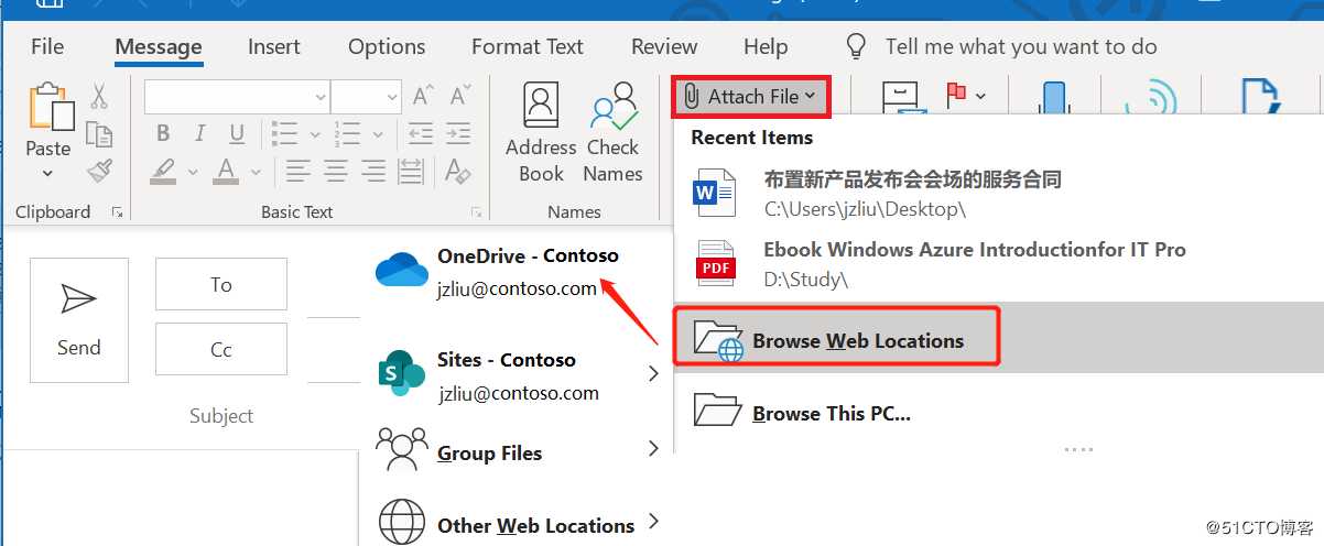 OneDrive for Business 与 Outlook集成： 超大附件分享和集中管理