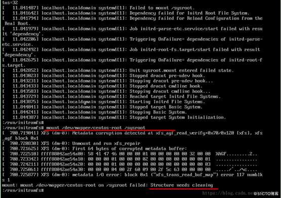 物理机异常断电，linux虚拟机系统磁盘mount失败，导致无法启动