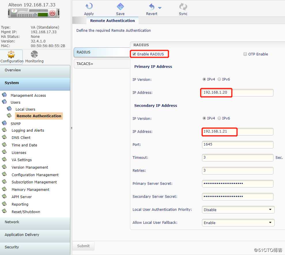 Radware Alteon Radius认证+Windows Radius server