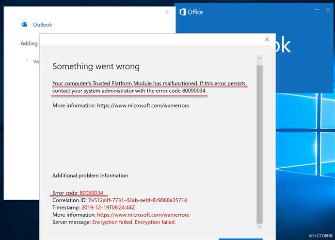 如何解决在Win10上配置Office365时报错80090034？
