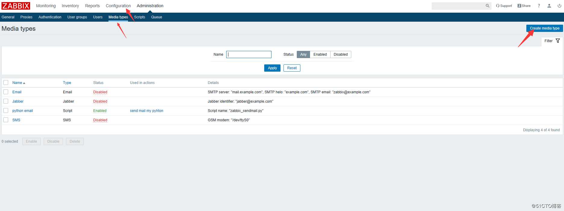 Zabbix4.0（三）钉钉，邮件，微信报警