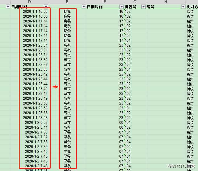 使用 Lookup 公式为考勤表判断时间的早/中/晚